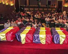 Los restos y el Salón de Actos del Ateneo de Madrid. Foto: Diario Jaén